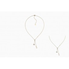 Naszyjnik z kryształkami Dior Shiny-D White Cultured Pearl-CD z logo dla kobiet w kolorze żółtego złota