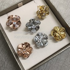 Kolczyki Bvlgari Divas Dream Flower z diamentami, białe złoto, żółte złoto i różowe złoto