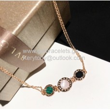 Naszyjnik Bvlgari BVLGARI z podwójnym łańcuszkiem, różowe złoto, podróbka