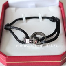 Bransoletka Cartier Double Ring Love z białego złota i czarnej liny