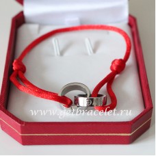 Bransoletka Cartier Double Ring Love z białego złota i czerwonej liny