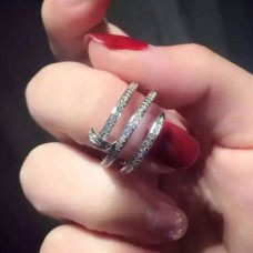 Cartier Juste Un Clou Białe złoto, podwójny pierścionek z diamentami i pełnym wzorem