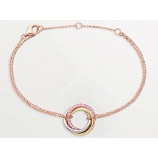 Bransoletka Cartier Trinity z białego złota/żółtego boga z różowymi diamentami