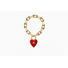Bransoletka Dior Limited Edition Dioramour Red Heart Padlock Thick Chain z grubego mosiądzu dla kobiet