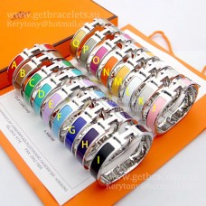 Bransoletka Hermes Clic Clac HH Enamel Multi-Corlored z białego złota PM 12MM Wysoka jakość