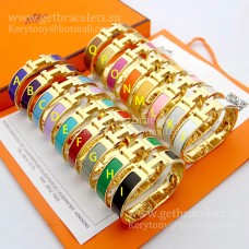 Bransoletka Hermes Clic Clac HH Enamel Multi-Corlored w żółtym złocie PM 12MM Najnowsza