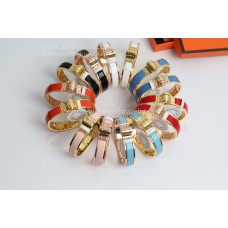 Bransoletka Hermes Narrow Enamel Hinged z prostą emalią i różowym złotem/żółtym złotem