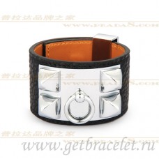 Bransoletka Hermes Collier de Chien w kolorze czarnym ze srebrem