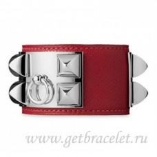 Bransoletka Hermes Collier de Chien w kolorze czerwonym ze srebrem