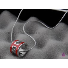 Naszyjnik z logo Hermes 3D Pop “H” Snake Bone Red z białego złota