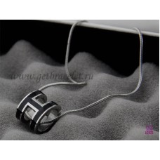 Naszyjnik z logo Hermes 3D Pop “H” Snake Bone Black z białego złota