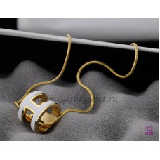 Naszyjnik z kości węża Hermes 3D Pop “H” z białego złota z logo węża