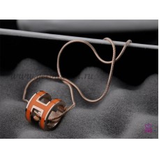 Naszyjnik z logo Hermes 3D Pop “H” z kości węża w kolorze pomarańczowym w kolorze różowego złota