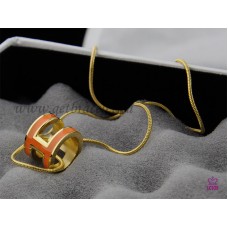 Naszyjnik z logo Hermes 3D Pop “H” z kości węża w kolorze pomarańczowym w żółtym złocie