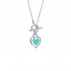 Naszyjnik Tiffany Return To Turquoise Love Heart Toggle z niebieską emalią w kolorze srebrnym dla kobiet