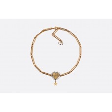 Dior LAmour Avenir Wisiorek z motywem serca i gwiazdą z motywem serca, z mosiądzu, z diamentami, z ozdobnym naszyjnikiem