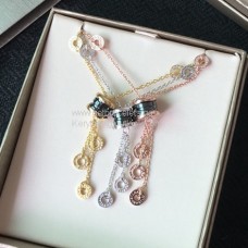 Naszyjnik Bvlgari B.zero1 z frędzlami, czarny, ceramiczny, z diamentami, 3 kolory, luksusowy