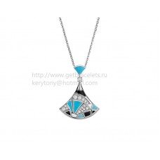 Naszyjnik Bvlgari Divas Dream z białego złota z turkusowym onyksem i diamentami