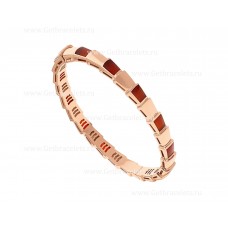 Zestaw cienkiej bransoletki Bvlgari Medium Serpenti Viper 18K Rose Gold z elementami karneolu