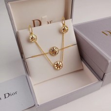 Christian Dior Rose Des Vents 18-karatowe żółte złoto-biały MOP Lucy Star wisiorek zestaw biżuterii kolczyki/naszyjnik/bransoletka
