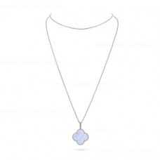 Van Cleef Arpels Magic Alhambra Długi naszyjnik z 1 motywem wisiorka z białego złota z chalcedonem