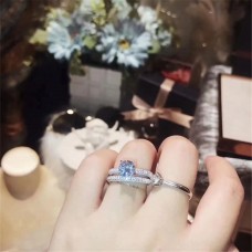 Zestaw wąskich podwójnych pierścionków Tiffany z wysadzanymi kryształami