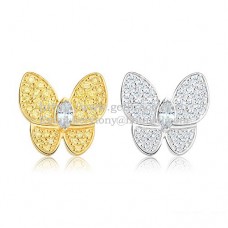 Kolczyki Van Cleef Arpels Flying Two Butterflies z żółtego białego złota z diamentami