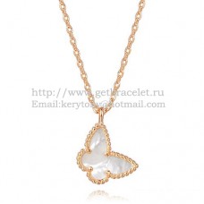 Van Cleef Arpels Lucky Alhambra Butterfly Necklace w kolorze różowego złota z białą masą perłową