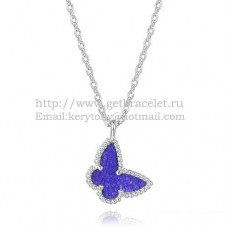 Van Cleef Arpels Lucky Alhambra Butterfly Necklace Białe złoto z masą perłową i kamieniem lapis lapis lazur