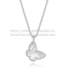 Van Cleef Arpels Lucky Alhambra Butterfly Necklace Białe złoto z białą masą perłową