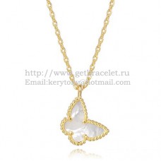 Van Cleef Arpels Lucky Alhambra Butterfly Necklace z żółtego złota z białą masą perłową