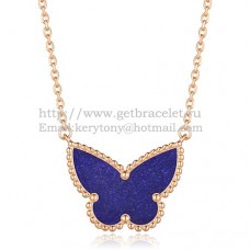 Van Cleef Arpels Lucky Alhambra Butterfly Pendant z różowego złota z kamieniem lapis lapis z masy perłowej