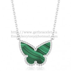 Van Cleef Arpels Lucky Alhambra Butterfly Pendant z białego złota z masą perłową malachitową