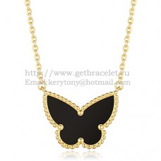 Van Cleef Arpels Lucky Alhambra Butterfly Pendant z żółtego złota z czarną masą perłową onyksową