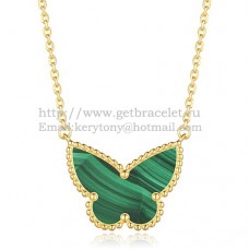 Van Cleef Arpels Lucky Alhambra Butterfly Pendant z żółtego złota z masą perłową malachitową