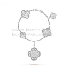 Bransoletka Van Cleef Arpels Magic Alhambra 5 motywów z białego złota z diamentami