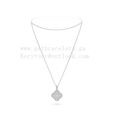 Van Cleef Arpels Magic Alhambra Długi naszyjnik z białego złota z diamentami