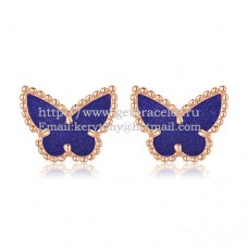 Kolczyki Van Cleef Arpels Sweet Alhambra Butterfly w kolorze różowego złota z masą perłową i kamieniem lapis lapis lazur