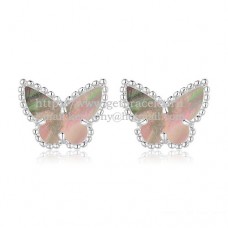 Kolczyki Van Cleef Arpels Sweet Alhambra Butterfly z białego złota z szarą masą perłową