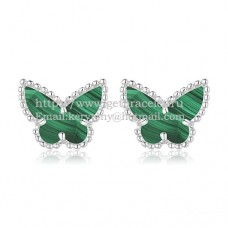 Kolczyki Van Cleef Arpels Sweet Alhambra Butterfly z białego złota z masą perłową malachitową