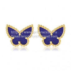 Kolczyki Van Cleef Arpels Sweet Alhambra Butterfly z żółtego złota z masą perłową i kamieniem lapis lapis lazur