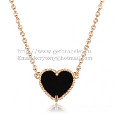 Van Cleef Arpels Sweet Alhambra Heart Pendant z różowego złota z czarną masą perłową onyksową