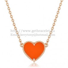 Van Cleef Arpels Sweet Alhambra Heart Pendant z różowego złota z masą perłową z czerwonego onyksu