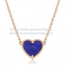 Van Cleef Arpels Sweet Alhambra Heart Pendant z różowego złota z masą perłową i kamieniem lapis lapis lazur