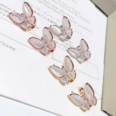 Van Cleef Arpels Dwa kolczyki motyle z masy perłowej z diamentami 3 kolory