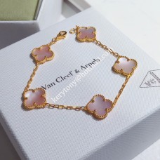 Bransoletka Van Cleef Arpels Alhambra 5 motywów Różowe złoto z różową masą perłową Wiosna