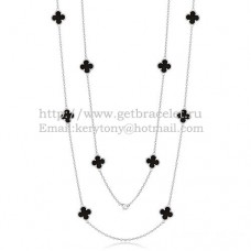 Naszyjnik Van Cleef Arpels Alhambra z białego złota, 10 motywów z czarną masą perłową z agatu