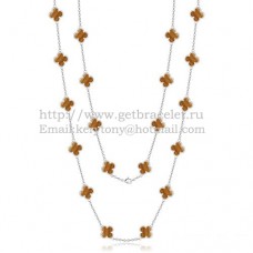 Naszyjnik Van Cleef Arpels Alhambra z białego złota, 20 motywów z masą perłową tygrysiego oka