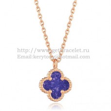 Wisiorek Van Cleef Arpels Sweet Alhambra z różowego złota z masą perłową i kamieniem lapis lapis lazur 9 mm
