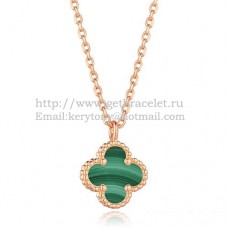 Wisiorek Van Cleef Arpels Sweet Alhambra z różowego złota z masą perłową malachitową 9 mm